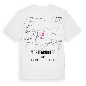 Montegridolfo karta t-shirt – ekologisk bomull t-shirt från Pinshirt