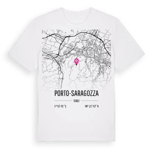 Porto-Saragozza karta t-shirt – ekologisk bomull t-shirt från Pinshirt