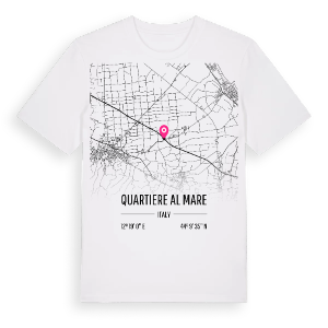Quartiere Al Mare karta t-shirt – ekologisk bomull t-shirt från Pinshirt