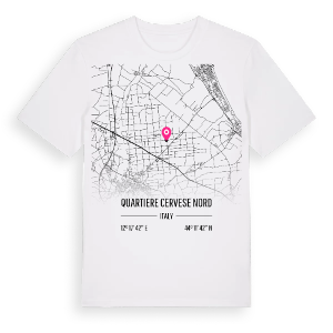 Quartiere Cervese Nord karta t-shirt – ekologisk bomull t-shirt från Pinshirt
