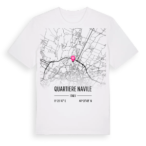 Quartiere Navile karta t-shirt – ekologisk bomull t-shirt från Pinshirt