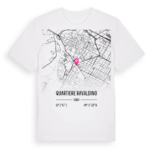 Quartiere Ravaldino karta t-shirt – ekologisk bomull t-shirt från Pinshirt
