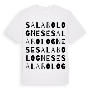 Sala Bolognese ordlek t-shirt – ekologisk bomull t-shirt från Pinshirt