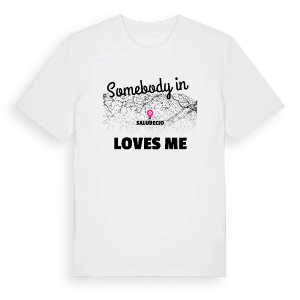 Någon i Saludecio älskar mig t-shirt – ekologisk bomull t-shirt från Pinshirt