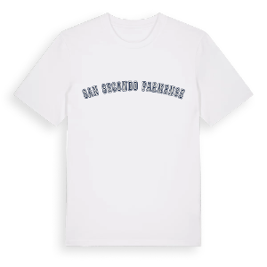 San Secondo Parmense college t-shirt – ekologisk bomull t-shirt från Pinshirt