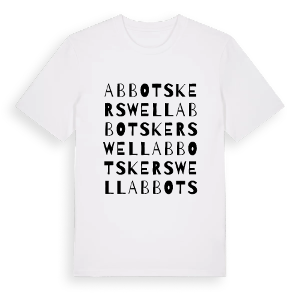 Abbotskerswell ordlek t-shirt – ekologisk bomull t-shirt från Pinshirt