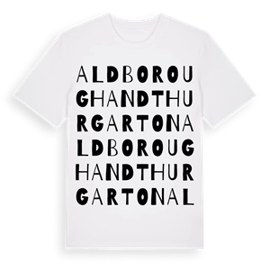 Aldborough and Thurgarton ordlek t-shirt – ekologisk bomull t-shirt från Pinshirt