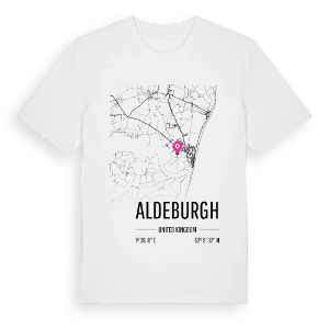 Aldeburgh karta t-shirt – ekologisk bomull t-shirt från Pinshirt
