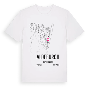 Aldeburgh karta t-shirt – ekologisk bomull t-shirt från Pinshirt