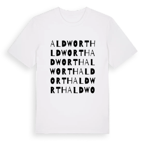 Aldworth ordlek t-shirt – ekologisk bomull t-shirt från Pinshirt