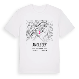 Anglesey karta t-shirt – ekologisk bomull t-shirt från Pinshirt