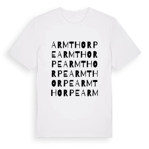 Armthorpe ordlek t-shirt – ekologisk bomull t-shirt från Pinshirt