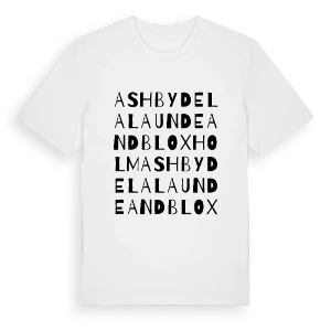 Ashby de la Launde and Bloxholm ordlek t-shirt – ekologisk bomull t-shirt från Pinshirt