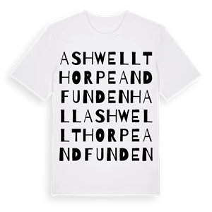 Ashwellthorpe and Fundenhall ordlek t-shirt – ekologisk bomull t-shirt från Pinshirt