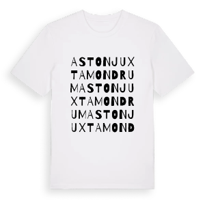 Aston juxta Mondrum ordlek t-shirt – ekologisk bomull t-shirt från Pinshirt