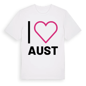 Jag älskar Aust t-shirt stort tryck – ekologisk bomull t-shirt från Pinshirt