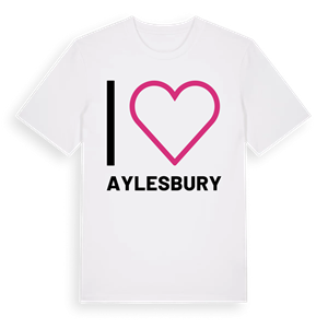 Jag älskar Aylesbury t-shirt stort tryck – ekologisk bomull t-shirt från Pinshirt