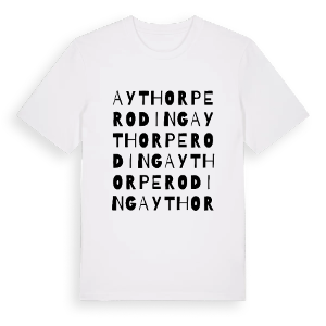 Aythorpe Roding ordlek t-shirt – ekologisk bomull t-shirt från Pinshirt
