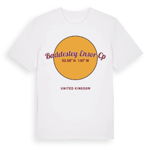 Baddesley Ensor CP cirkel t-shirt – ekologisk bomull t-shirt från Pinshirt