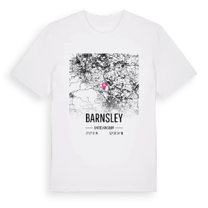 Barnsley karta t-shirt – ekologisk bomull t-shirt från Pinshirt