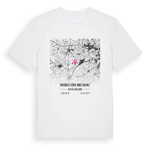 Basingstoke and Deane karta t-shirt – ekologisk bomull t-shirt från Pinshirt