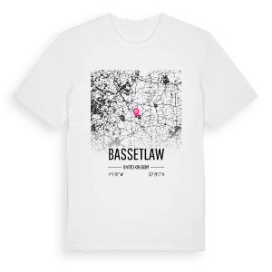Bassetlaw karta t-shirt – ekologisk bomull t-shirt från Pinshirt