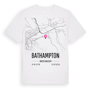 Bathampton karta t-shirt – ekologisk bomull t-shirt från Pinshirt