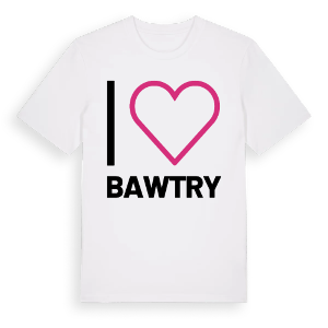 Jag älskar Bawtry t-shirt stort tryck – ekologisk bomull t-shirt från Pinshirt
