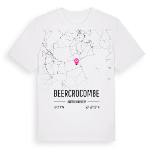Beercrocombe karta t-shirt – ekologisk bomull t-shirt från Pinshirt