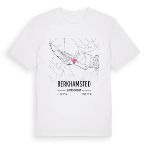 Berkhamsted karta t-shirt – ekologisk bomull t-shirt från Pinshirt