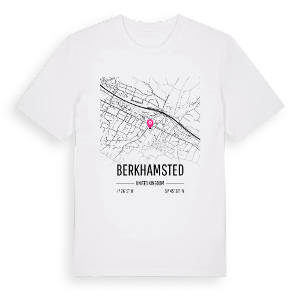 Berkhamsted karta t-shirt – ekologisk bomull t-shirt från Pinshirt