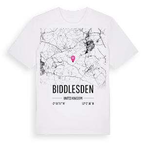 Biddlesden karta t-shirt – ekologisk bomull t-shirt från Pinshirt