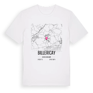 Billericay karta t-shirt – ekologisk bomull t-shirt från Pinshirt
