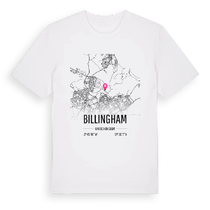 Billingham karta t-shirt – ekologisk bomull t-shirt från Pinshirt