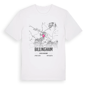 Billingham karta t-shirt – ekologisk bomull t-shirt från Pinshirt
