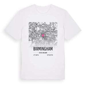 Birmingham karta t-shirt – ekologisk bomull t-shirt från Pinshirt