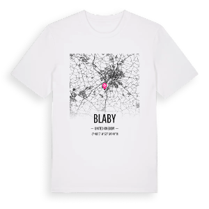 Blaby karta t-shirt – ekologisk bomull t-shirt från Pinshirt