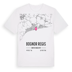 Bognor Regis karta t-shirt – ekologisk bomull t-shirt från Pinshirt