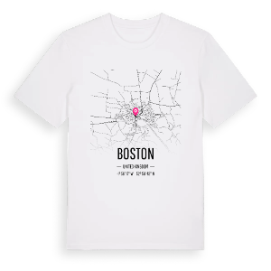 Boston karta t-shirt – ekologisk bomull t-shirt från Pinshirt