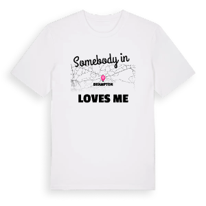 Någon i Brampton älskar mig t-shirt – ekologisk bomull t-shirt från Pinshirt