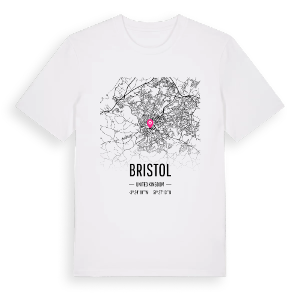 Bristol karta t-shirt – ekologisk bomull t-shirt från Pinshirt