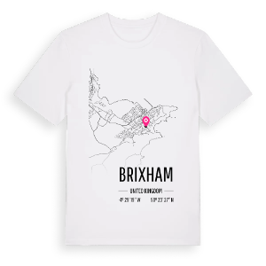 Brixham karta t-shirt – ekologisk bomull t-shirt från Pinshirt