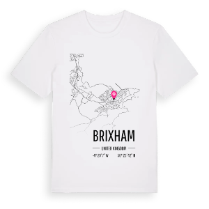 Brixham karta t-shirt – ekologisk bomull t-shirt från Pinshirt
