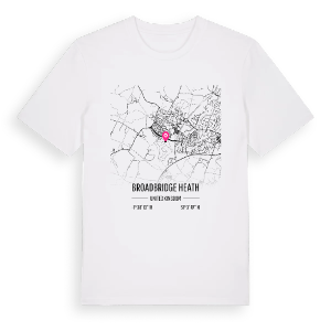 Broadbridge Heath karta t-shirt – ekologisk bomull t-shirt från Pinshirt