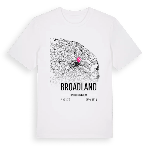 Broadland karta t-shirt – ekologisk bomull t-shirt från Pinshirt
