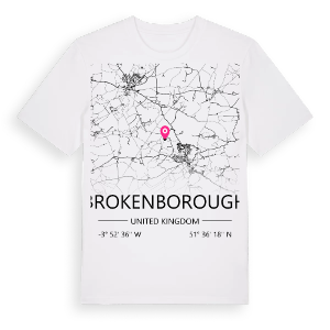 Brokenborough karta t-shirt – ekologisk bomull t-shirt från Pinshirt