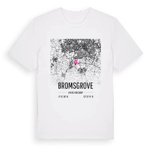 Bromsgrove karta t-shirt – ekologisk bomull t-shirt från Pinshirt