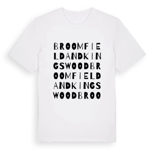 Broomfield and Kingswood ordlek t-shirt – ekologisk bomull t-shirt från PinShirt