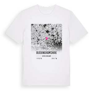 Buckinghamshire karta t-shirt – ekologisk bomull t-shirt från Pinshirt