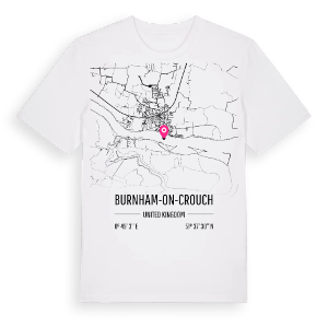 Burnham-on-Crouch karta t-shirt – ekologisk bomull t-shirt från Pinshirt